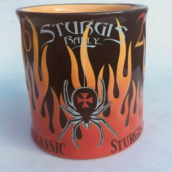 2006 Sturgis Motor Classic Large Ceramic Mug Flames Spider Cross Rally - Picture 4 of 9